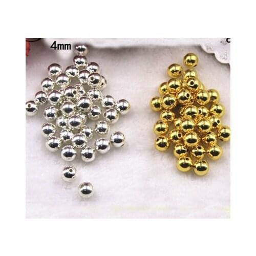 Free Shipping 1000pcs 4mm Dia. Color Silver And Gold Round Pearl Imitation Plastic Pearl Beads For You To DIY Women Jewelry