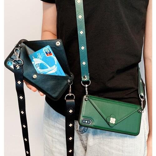 Flowers Crossbody Wallet Phone Case For ihuawei Mate30 P30 P40 pro Nova 4 5 6 Card Slot lanyard Shoulder Strap Cover purse cases