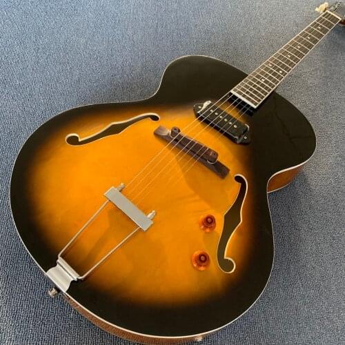 Jazz Hollow Body Electric Guitar, Rosewood fingerboard, 2 F holes, 1 P90 pickups, high-quality electric guitar, Free shipping