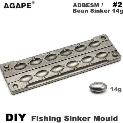 Agape DIY Fishing Bean Sinker Mould ADBESM/#2 Bean Sinker 14g 6 Cavities