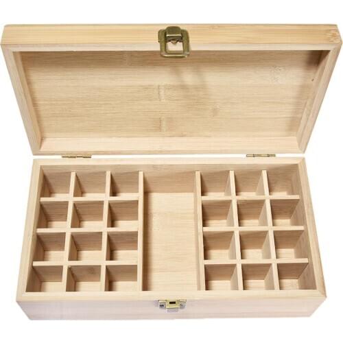 Essential Oil Storage Box Case Wooden Hold 24 Bottles 5ml 10ml 15ml + 1 Large Slot for 118ml 60ml 1-4 oz Ounce Organizer