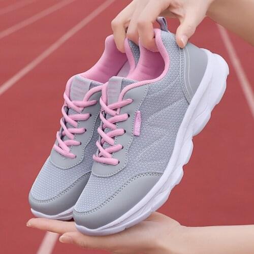 Breathable Mesh Female Running Tennis Shoes Lace-up Sneakers Women Shoes Autumn Rubber Flat Heel Casual Woman Vulcanized Shoes