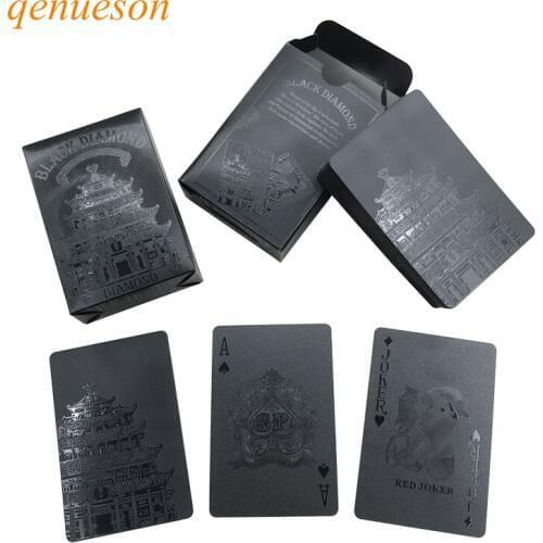 Hot New Waterproof PVC Poker High Quality Black diamond Plastic Bridge Playing Cards Novelty Collection Board Game Gift qenueson