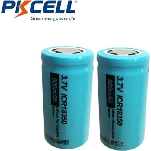2PCS PKCELL ICR 18350 Lithium ion Battery 3.7V 900mAh Rechargeable Li-ion Batteries Bateria Baterias
