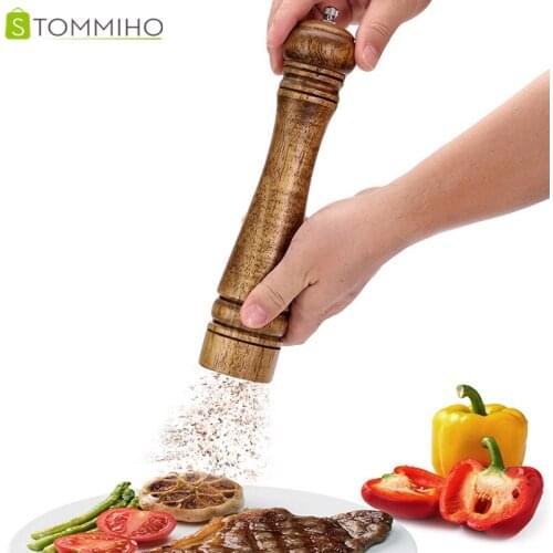 STOMMIHO Pepper Grinder Salt Pepper Spice Mill Wood Handheld Adjustable Classical Oak Kitchen Accessories Kitchen Gadgets