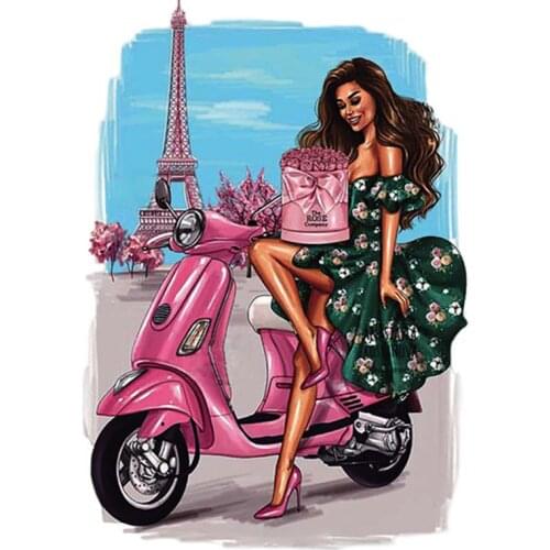 Fashion Woman Clothing Patches Thermal Transfer Stripe Garment Diy A-Level Washable Patches Rose Girl Pattern