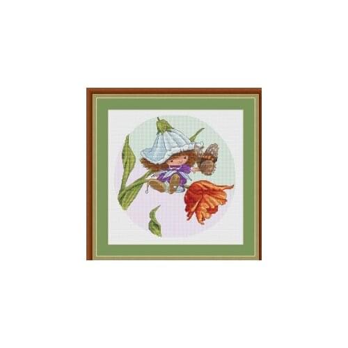 Boy and flowers new DIY Cross Stitch Kit Packages Counted Cross-Stitching Kits New Pattern NOT PRINTED Cross stich Painting Set