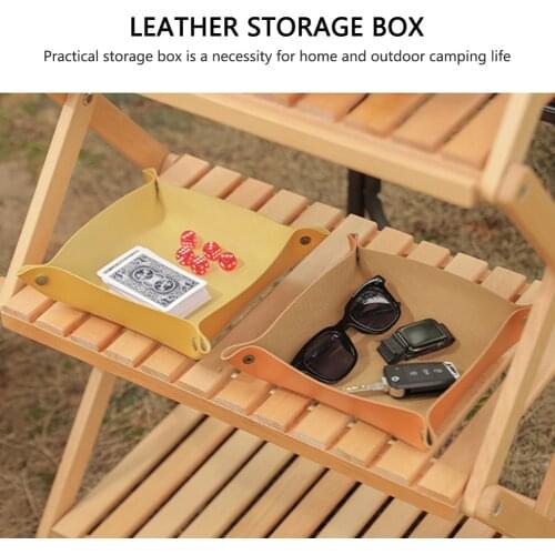 Desktop storage tray leather outdoor portable key tray home decoration tray wallet coin glasses PU leather folding storage box