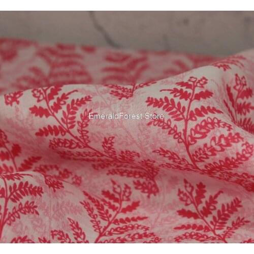 New fine ramie printed fabric, red branches, robe dress shirt fabric