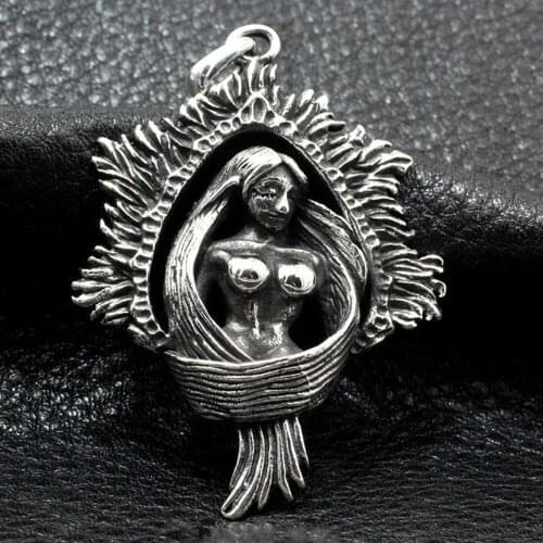 BOCAI New Real Solid Pure s925 sterling silver mermaid pendant for Man handmade romantic fairy tale gothic retro large pendan