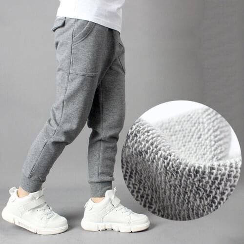 Big Boy Solid Color Long Sweatpants Fall School Day Student Clothes Teenager Daily Casual Sport Pants Kids Warm Cotton Bloomers