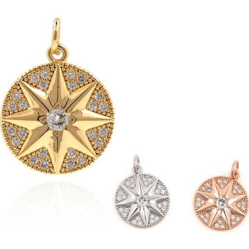 CZ Star Necklace, Octagonal Star Pendant, Fashion Trend Jewelry, Personalized Creative Bracelet, 20.8x15.2x2.4mm