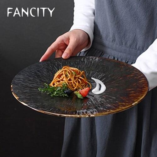 FANCITY Japanese-style flat plate retro style pasta salad plate creative restaurant hotel artistic conception sushi plate desser