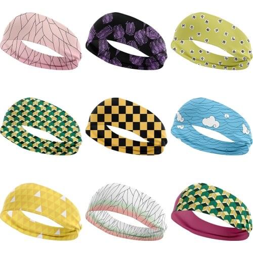 1 Pcs Cute Anime Demon Slayer Cosplay Men Women Headband Casual Sports Hair Accessories Couple Holiday Girls Gift Figure Toys