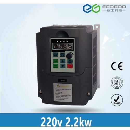ECOGOO VFD Drives 2.2KW motor Input Voltage 220V Output Voltage 380V frequency converter &extension cable+clamp Free shipping