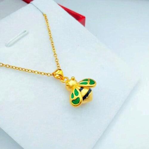 Drop Shipping Pure Gold Color Animal pendants & Necklaces For women,Fashion 24k Filled Bee Shape Pendant Necklace Party Jewelry