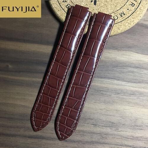 FUYIJIA Double Crocodile Watchbands Handmade BALLON BLEU Strap Men Lady Custom Alligator Watchband 14MM 16MM 18MM 20MM 22MM Belt