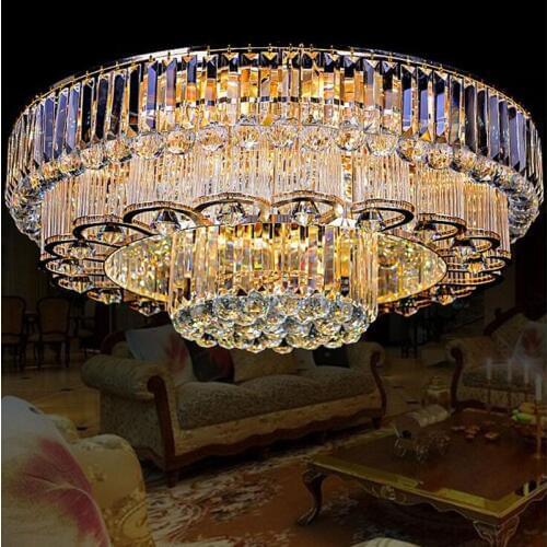 Luxury European style living room lamp round living room headlight led crystal ceiling lamp golden crystal lamp dining room lamp