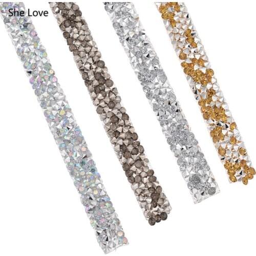 Chzimade 5 Yards Bridal Rhinestone Lace Trim Chain Dress Decoration Trim Applique Sew on Garment Bags