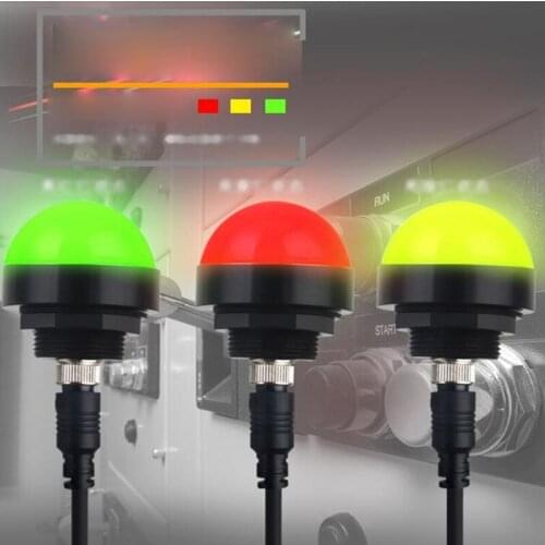 LED MINI Tricolor Warning Light 3W 24V Waterproof Dustproof Aviation M12 GX12 Connector Metal Indicator Industrial Buzzer Lamp
