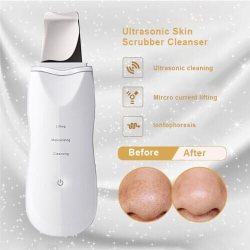 Ultrasonic Face Skin Scrubber Cleaning Machine Facial Cleaner Remove Blackhead Pore Cleaner USB Rechargeable Skin Care Tools #3S