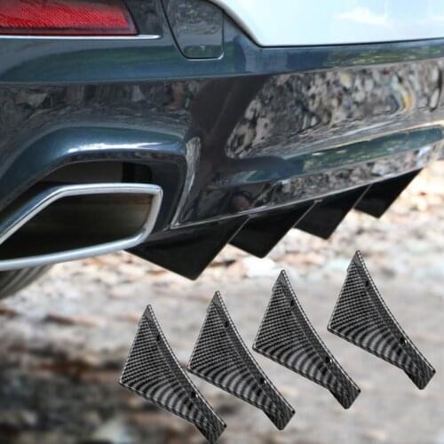 Universal Car Rear Bumper Spoiler Shark Fin Spliter Spoiler ABS Lip Wing Chassis Protector Cover Kit Rear deflector Lip Spoiler