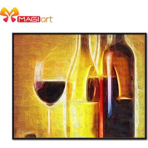 Cross stitch kits Embroidery needlework sets 11CT water soluble canvas patterns 14CT Abstract painting wine bottle-NCMP006