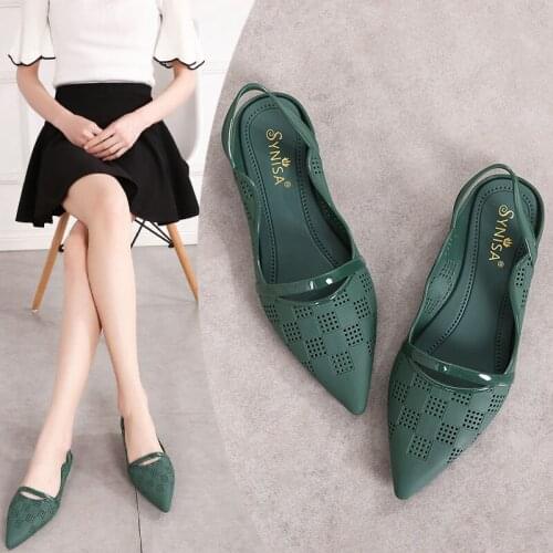 2021 summer new ladies pointed toe half drag sandals hole shoes fashion flat jelly shoes