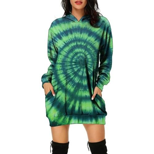 Angry Goldfish Autumn Fun Gift Long Pullover Female Sweatshirt Long Sleeve Loose Whirlpool Tie Dye 3D Print Women Hoodies Plus