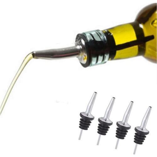 1/2/3/4pcs Stainless steel wine Olive Oil Pourer Dispenser Spout Glass Bottle Pourer Cap Spout Stopper Mouth Dispenser Bartender