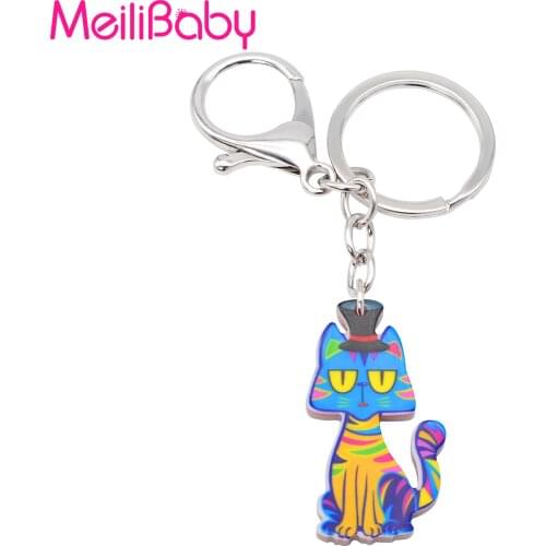 1Pc New Cute Cartoon Acrylic Keychains Animal Kitten Cat Key Chain Jewelry For Women Boys Girls Student Gift Mens Car Accessory