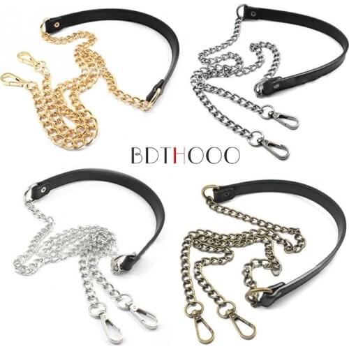 10pcs 120cm Bag Chain Replacement Metal+PU Leather Strap for DIY Handbag Shoulder Bag