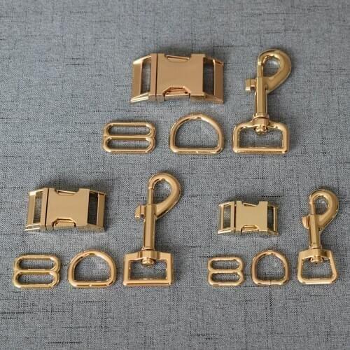 100 Sets 15mm/20mm/25mm Metal D Ring Snap Hook Adjustable Release Buckle DIY Dog Collar and Leash Backpack Bag Accessories