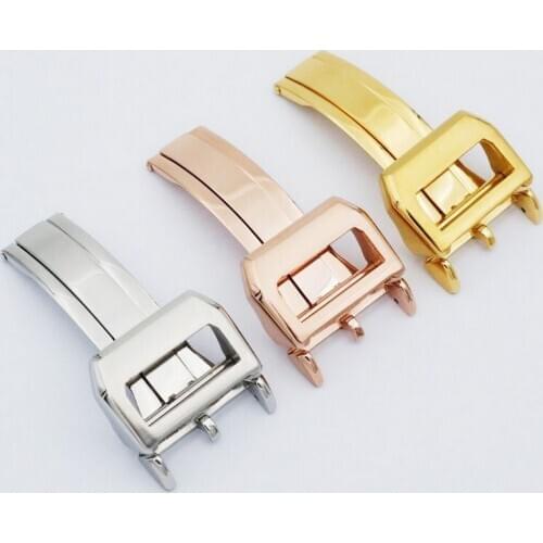 18mm High Quality 316L Stainless Steel Butterfly Watch Band Buckle Rose Gold Silver Folding Clasp For IWC Watch Replacement