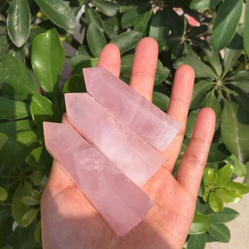 3 pcs Natural rose quartz crystal gemstone wand meditation healing chakra pink quartz crystal gemstone single point wedding gift