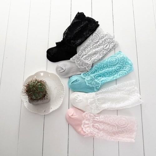 5 Pairs/lot Lace Stockings For Baby Girl Summer Children Mesh Pile Socks Kids Podkolanowki Dla Dziewczynki