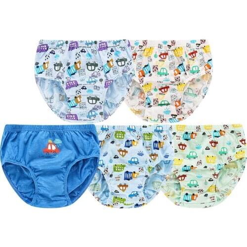 5pcs/box Car Boys Underwear Briefs Cotton Kids Quality Stretchy Cotton Blue Panties Boys Clothes for 3 to 12 Years Old OBU203110