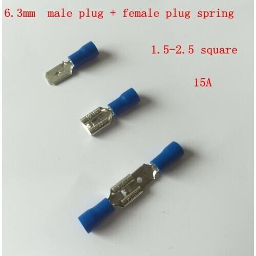 50sets/lot Male and female pre-insulated end / insulated end / plug spring MDD FDD 2-250 6.3 plug spring