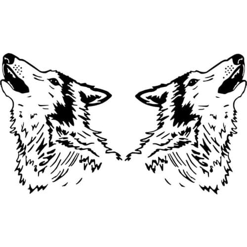 Car Sticker Personality Symmetrical Cool Wild Wolf Head Car Decoration Decals Suitable for Various Models Black/white, 23cm*20cm