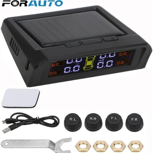 USB or Solar Charging Car TPMS Tire Pressure Monitoring System HD Digital LCD Display Auto Alarm tool Wireless 4 external Sensor