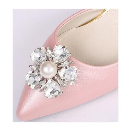 Elegant Imitation Pearl Beads Flower Rhinestone Shoes Metal Easy Clip Lady Shoes Decoration Wholesale Price