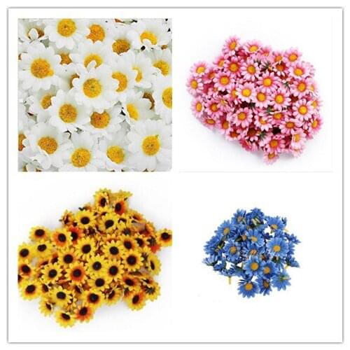 Handmade Artificial Sunflower DIY Wreath Mini Flower Head For Wedding Decoration Fake Flower 100pcs