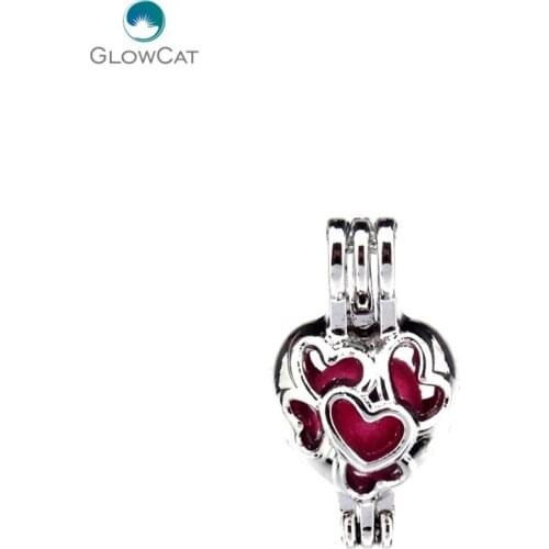 K508 5pcs/lot Silver Alloy 24mm Multi Heart for MOM Beads Cage Pendant Locket Fairytale Party Essential Oil Diffuser