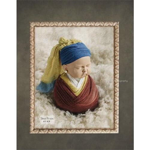 Coconut Newborn Photography Props wearing pearl earrings girl suit hood hat 100 days old baby