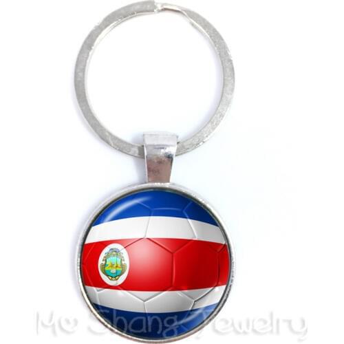 Columbia,France,Costa Rica,England,South Korea Soccer Souvenirs Glass Dome Key Chains For 2018 Football CUP