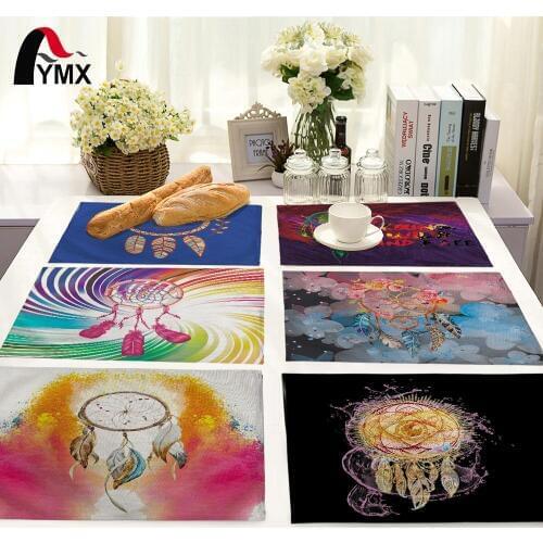 Colorful Dreamcatcher Printing Table Mat Table Napkin Placemat Kitchen Wedding Party Decoration Dining Accessories