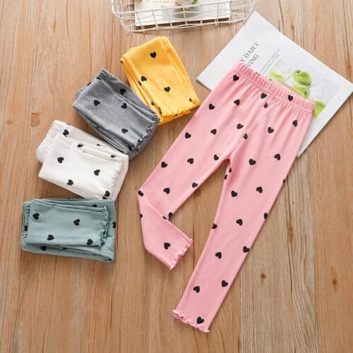 V-TREE Girls Leggings Skinny Print Dot Trousers Kids Slim Stretch Pants Cotton Pattern Spring And Autumn Childrens Clothing