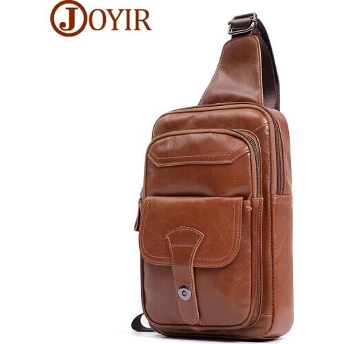 JOYIR Genuine Leather Men Chest Bag High Quality Ipad Man Sling Shoulder Bag Casual Vintage Crossbody Messenger Bags for Male