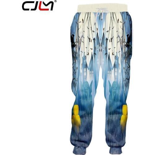 CJLM Autumn New Style Mens Halloween Creative Sweatpants 3D Printed Bat Pumpkin Personality Pants Big Size 5XL