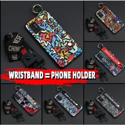 Dirt-resistant Soft Phone Case For UMIDIGI Bison GT Anti-knock Wrist Strap Lanyard cover Graffiti